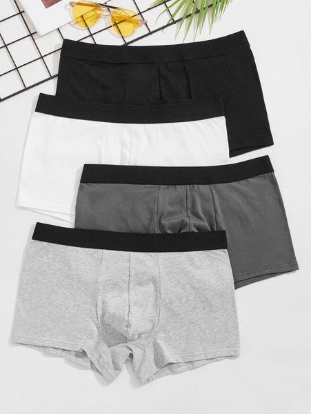 

men 4pcs wideband waist boxer brief 498u#, Black;brown