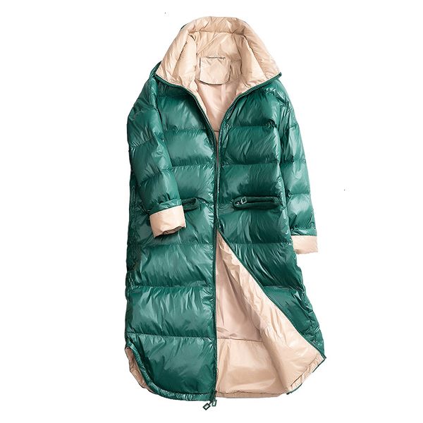 

women's white winter duck feather coat, thick, long, warm, raincoat, snow use, 2020