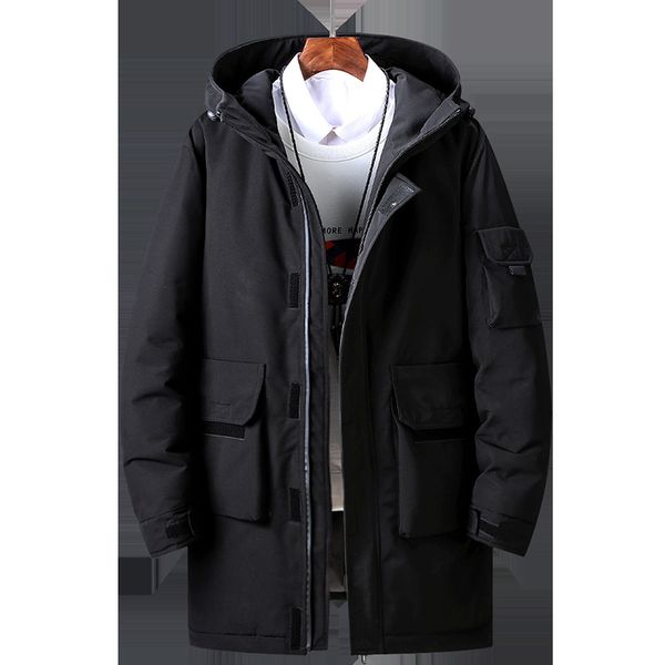 

men's medium length brand coat new fashion down jacket winter thick warm hooded man, Black;brown