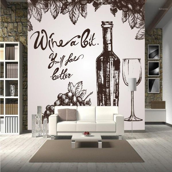 

droping wallpaper hand painted red wine winery wallpaper sketch mural background wall living room restaurant custom1