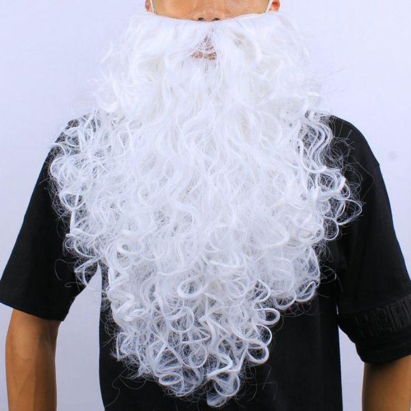 

christmas santa claus cosplay curly white moustache hat beard and wig costume holiday party xmas set1