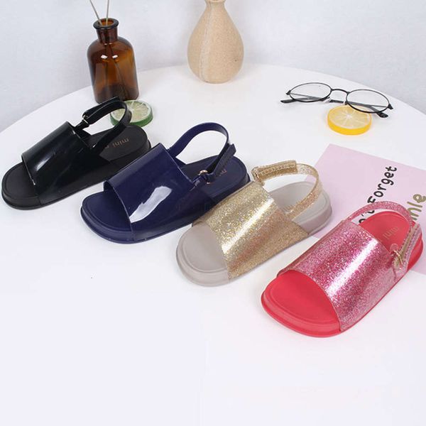 

girls' beach sho children's sandals melissa soft soled velcro slip, Black;red