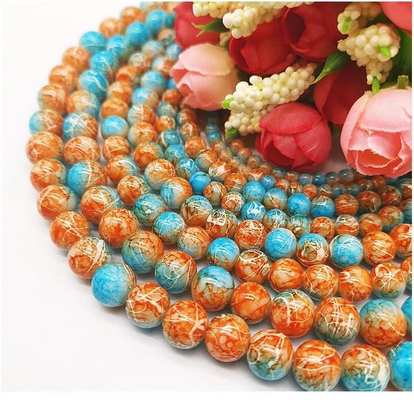 

wholesale 4/6/8/10mm pull white silk glass beads loose spacer beads painted charm for jewellery making diy bracelet&neck qylekf