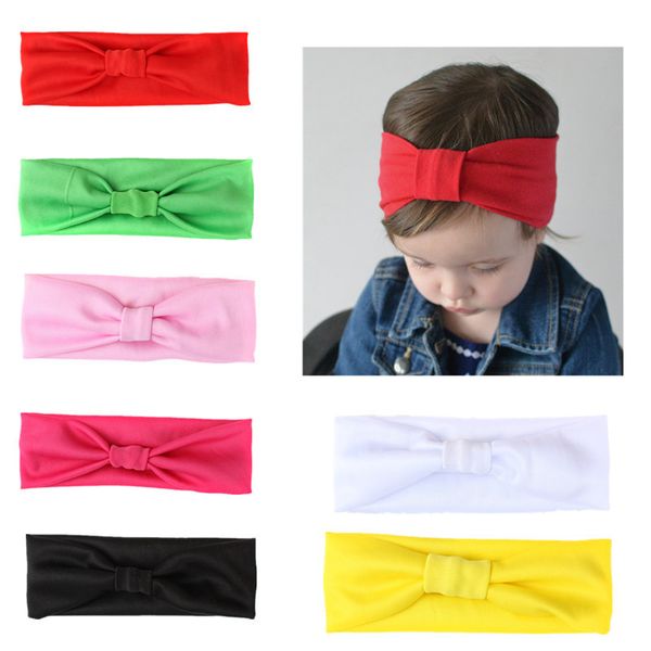 

baby headdress candy color children's hair band knot scarf baby elastic headband 7 color head, Slivery;white