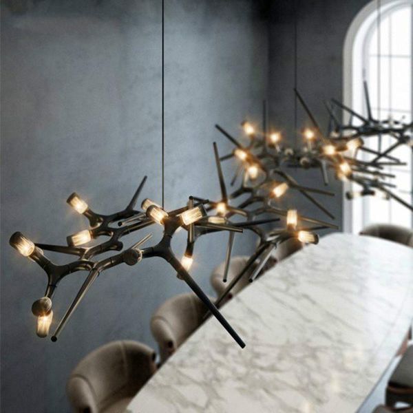 

post-modern minimalist branch led chandelier nordic model room decoration lamps novelty living room dining hanging lights