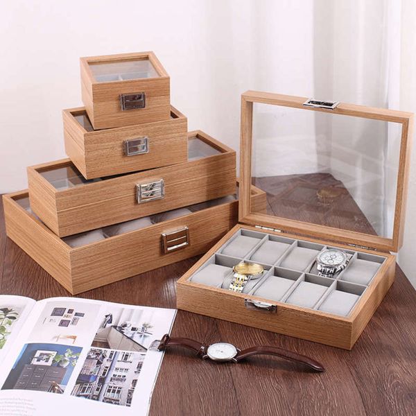 

storage huali wooden 12 digit watch display box 12 pieces watch collection packaging gift box, White