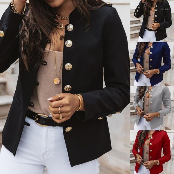 

women coat warm autumn winter stand collar long sleeve solid color slim coat jacket casual office lady jacket1, Black;brown