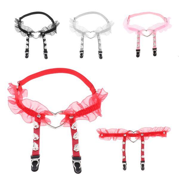

pu leather women rivet leg garter belt harness strap cosplay party club costume accessory, Black;white