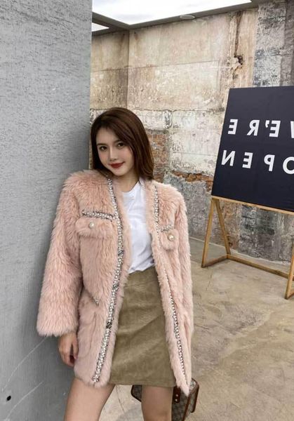 

2020 winter beaded small lamb fur coat women's sheep shearing fur coat winter women1, Black