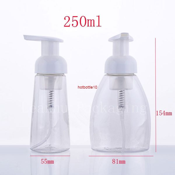 250 ml leere transparente Seifenspender-Pumpflaschen/Behälter aus Schaumstoff-Kunststoffflasche, Make-up, Kosmetikverpackung, Reinigung, 10 Stück/Lot