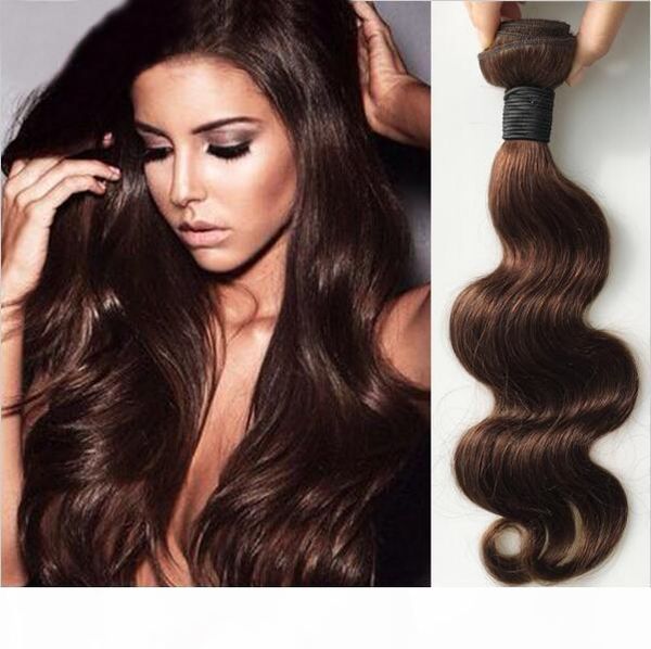 

light brown human hair weaves 4 bundles lot color 4# pure brazilian body wave hair 10"-30"inch length hair extensions 8a, Black