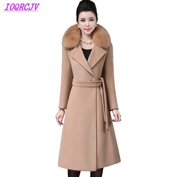

women's wool & blends 2021 womens autumn winter woolen jacket coats plus size thick warm cloth outerwear faux fur collar ioqrcjv q012, Black