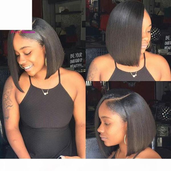 

bob cut wig virgin hair indian hair wig bob 150density human hair short bob wigs for african american women, Black;brown