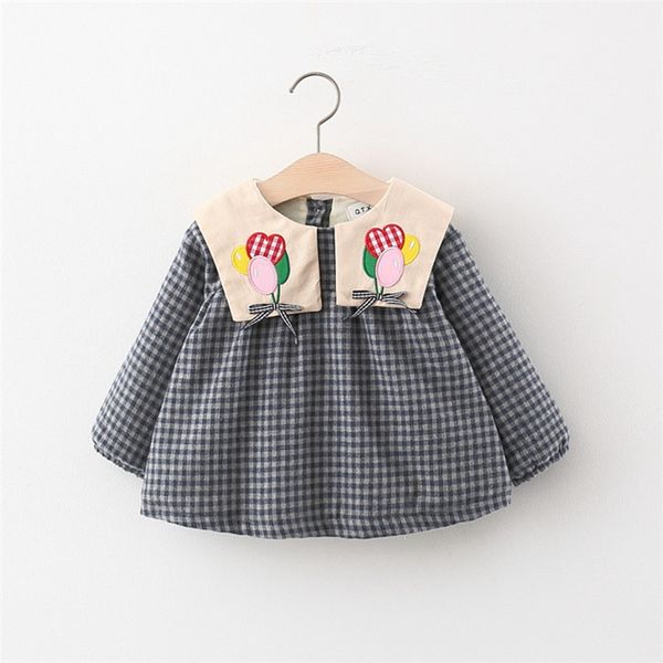 

new outfits autumn winter girls kids dress plaided velvet long sleeve children baby infants princess dresses vestidos s11563 1023, Red;yellow