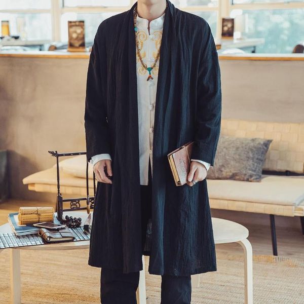 

male casual warm overcoat men fashion casual long cardigan jacket male solid color nepal style coat outerwear1, Black;brown