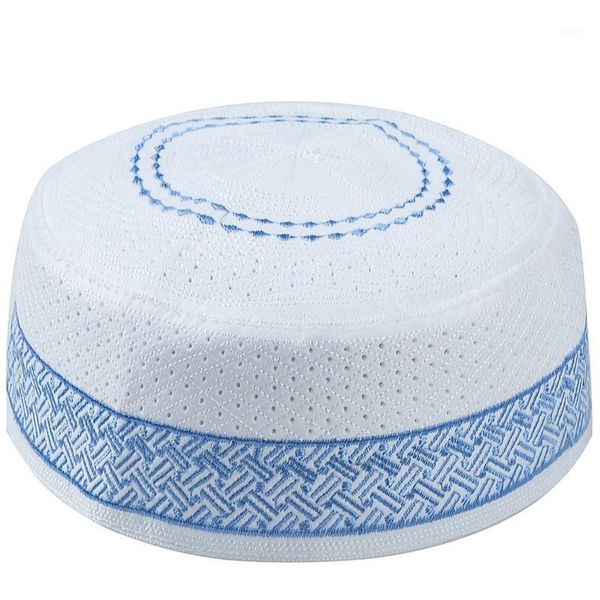 

men islamic muslim prayer hats kippah egyptian kufi embroidered koofi cap pakistani namaz beanies hat blue musulman veludo1, Red