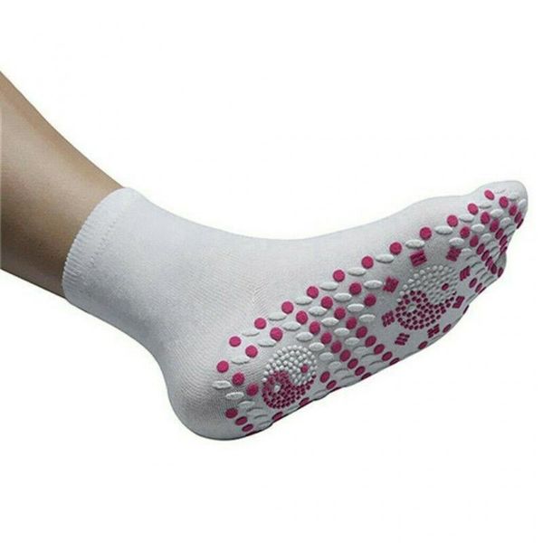 

1pair magnetic socks self-heating health care socks tourmaline therapy comfortable breathable foot massager warm d, Black