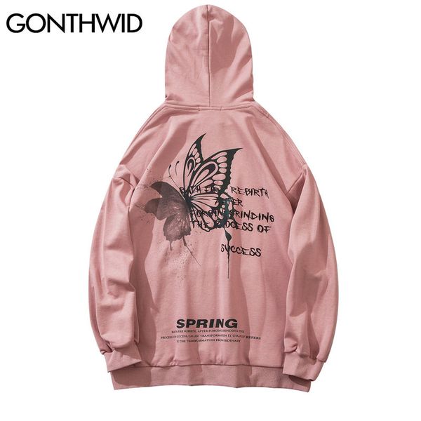 

3m laser reflection butterfly print hoodies sweatshirts streetwear mens hip hop casual loose hooded fashion kg-161, Black