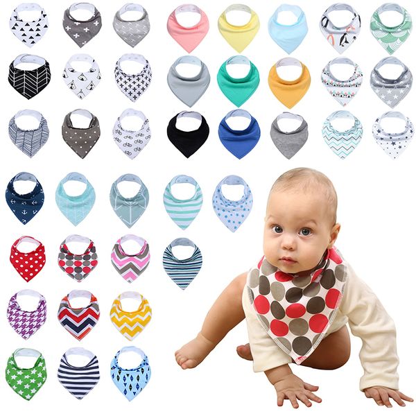 

12-pack / lot 100% cotton bandana bibs for drooling teething newborn infant adjstable snaps absorbent baby bibs y200710