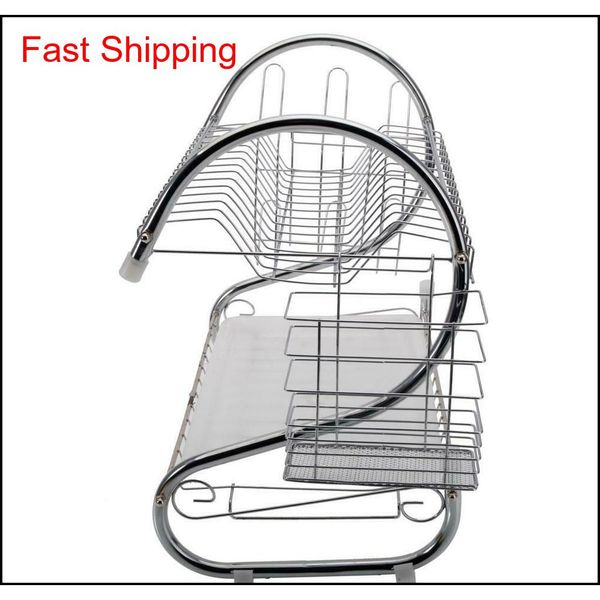 

2-tier multi-function stainless steel dish drying rack,cup dra qylloq bwkf