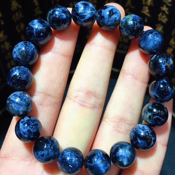 

10.7mm certificate natural pietersite blue round beads bracelet gemstone stretch healing bracelet from namibia women men aaaaaa 1028, Black