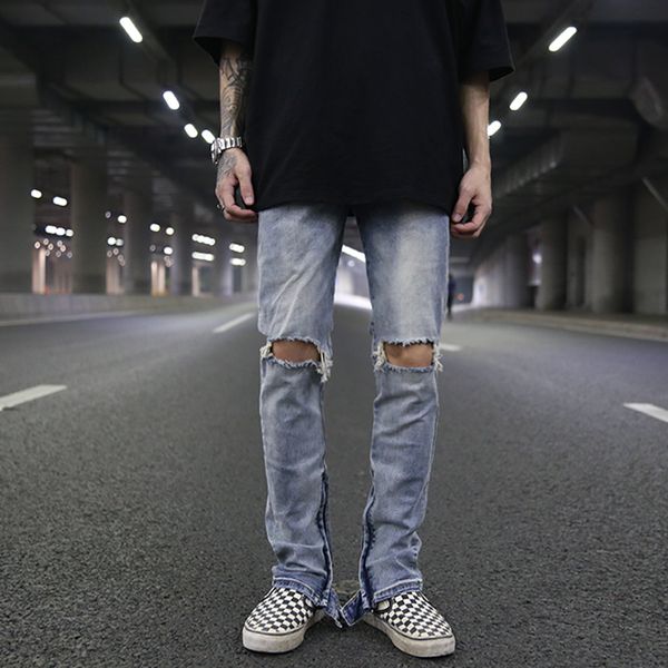 

oem fog skinny ripped rips men pants zipper blue jeans