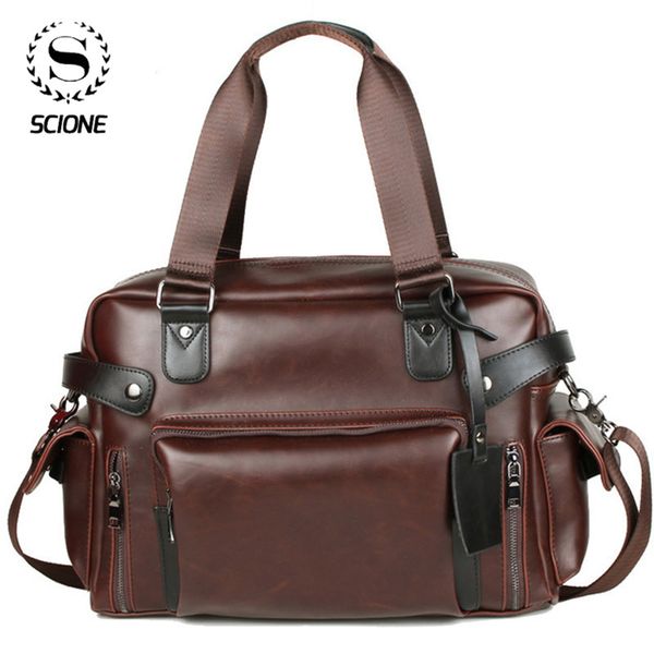 

scione men's briefcase vintage handbag crazy horse leather large messenger bags business coffee lapcrossbody bag