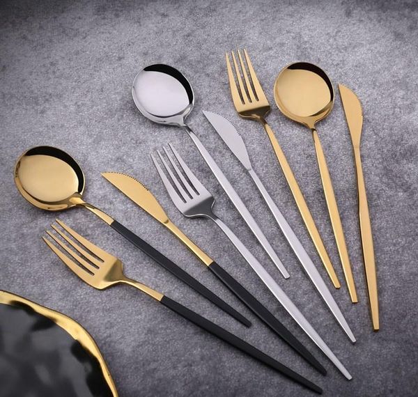 

stainless steel mirror tableware gold knife meal spoon fork tea spoon flatware simple exquisite western dinner jllqya lucky2005