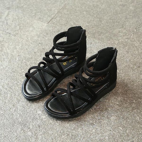 

sandals 2021 girls shoes princess pu fashion children's summer, Black;red