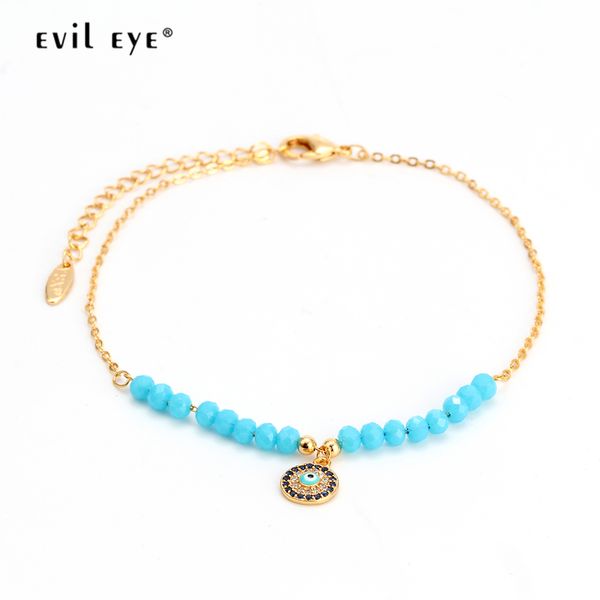 

evil eye anklet gold color ankle chain blue beads turkish eye charm anklet bracelet feet leg fashion jewelry for women ey6316 t200901, Red;blue