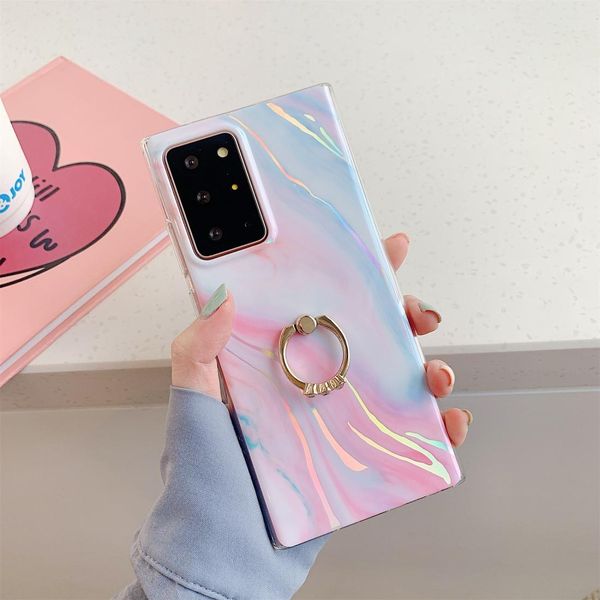 

for samsung galaxy s20 ultra laser marble pattern tpu protective case with ring holder