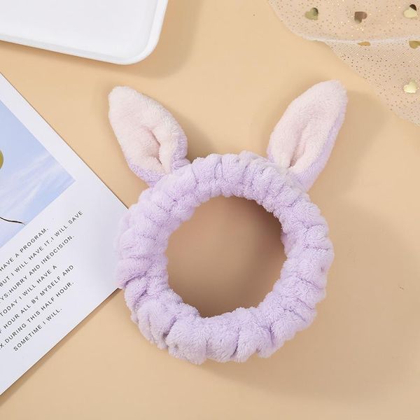 

cute bunny ears soft coral fleece women headband makeup wash face elastic hairband turban headwrap headwear for hair accessories q bbyndf