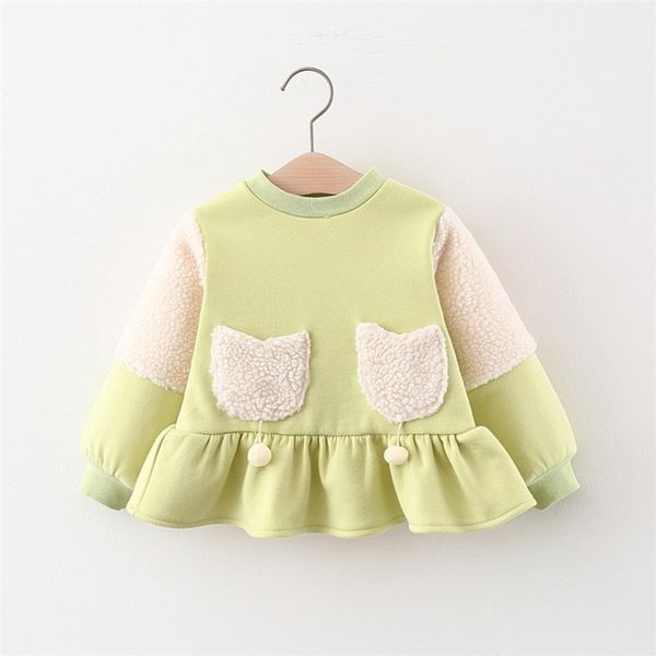 

autumn winter girls kids princess dress ruffle velvet long sleeve children baby infants casual pullover dresses vestidos s11620 1023, Red;yellow