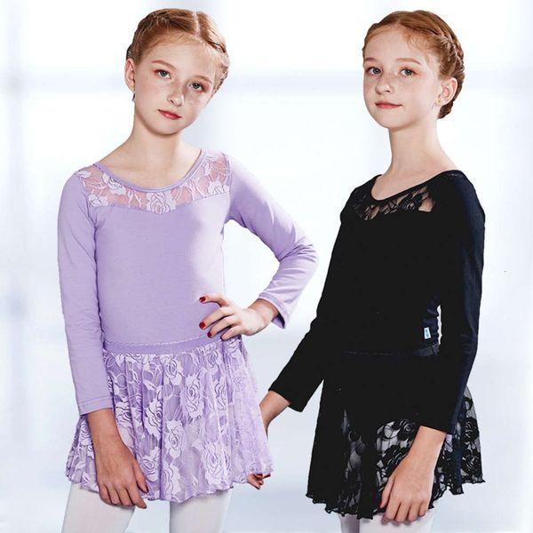 

children's practice girls' lace dance suit autumn and winter ballet skirt long sve grade examination drs, Blue