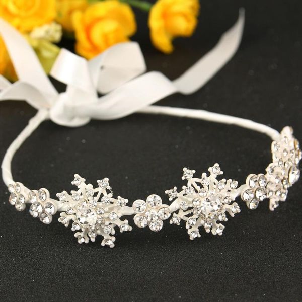 

tuliper snowflake bridal hair jewelry for women hairband hairwear crystal rhinestone ribbon wedding hair tiara party engagement, Golden;silver