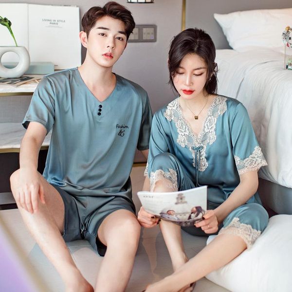

silk pajama sets sleepwear suits short couples pyjamas male satin men's pajamas casual sleepwear men's summer xxxl1, Black;brown