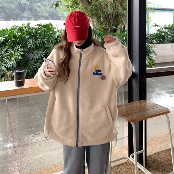 

double-sided faux lamb fur coat winter jacket women 2020 warm thick fashion loose plush ladies coat teddy jacket faux fur, Black