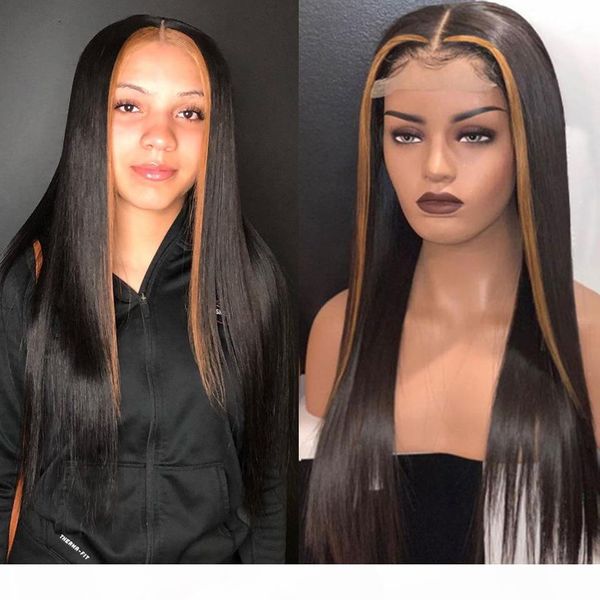 

straight human hair wigs pre plucked straight lace front wig honey blonde wig lace front human hair short bob, Black;brown