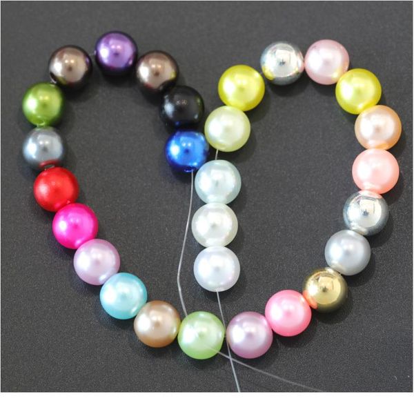 

100pcs/bag with hole abs imitation pearl beads 4/6/8/10/12mm round plastic acrylic spacer bead for diy jewelry making bbypst