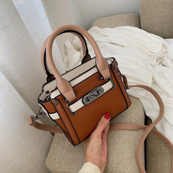 

women handbag female 2020 autumn new korean fashion contrast color tote bag small square messenger bag luxury shoulder
