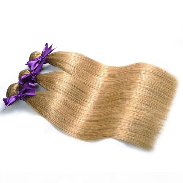 

осень цвет эксклюзивна 27 honey blonde бразильских волос плетение связка прямого человеческое плетение волоса extensions 3 или 4 связка, Black
