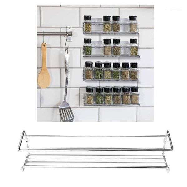 

2 pcs condiment shelves wall-mounted multifunction silver storage rack for kitchen1