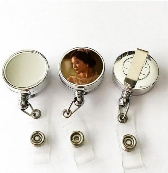 

dhl ship sublimation blank retractable lanyard name tag card badge holder metal clip easy to use transfer printing abs party gifts