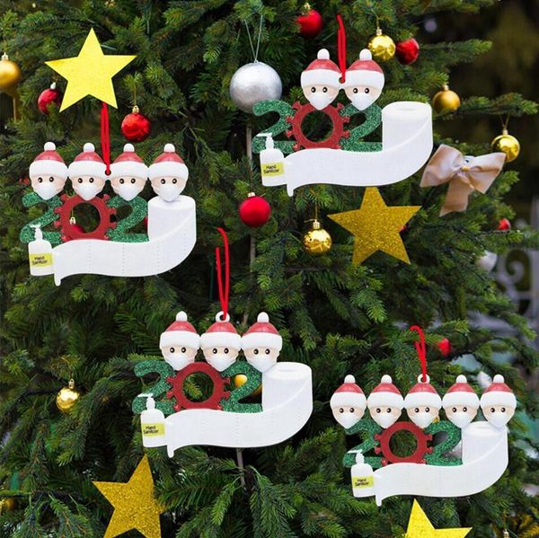 

2020 christmas wooden quarantine xmas tree hanging pendant diy name blessing pendant snowmen family ornament party decoration ljjp591esnp
