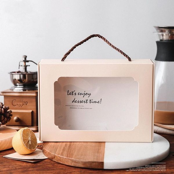 

stobag 5pcs 22x15x5cm enjoy handle paper box with window biscuit baking caramel cookies packaging wedding birthday party gift bbyasp