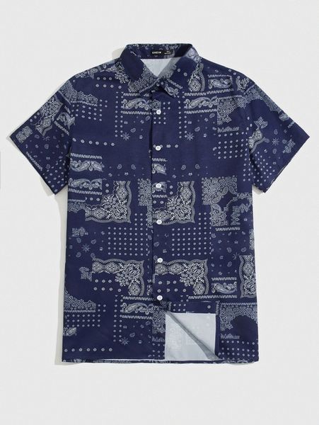 

men paisley & scarf print shirt y2va#, White;black