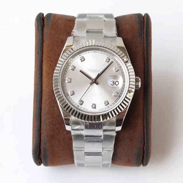

wristwatches watches laojia men's automatic mechanical lanbao steel band drill face pointer single calendar white shell, Slivery;brown