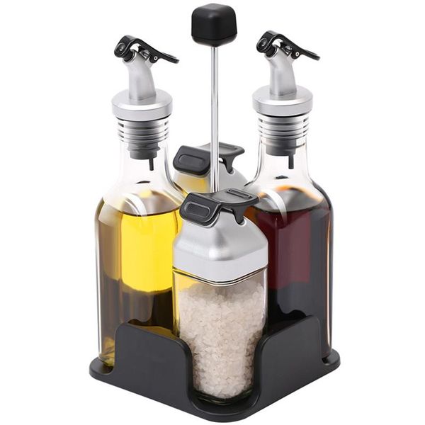 

5-in-1 kitchen glass creative solid-liquid seasoning box seasoning bottle set suitable for salt, vinegar, soy sauce, pepper