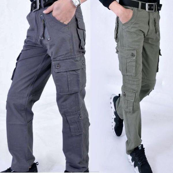 

mens cargo pants cotton tactical pants jogger straight trousers many pocket outdoor combat male army casual cargo1, Black
