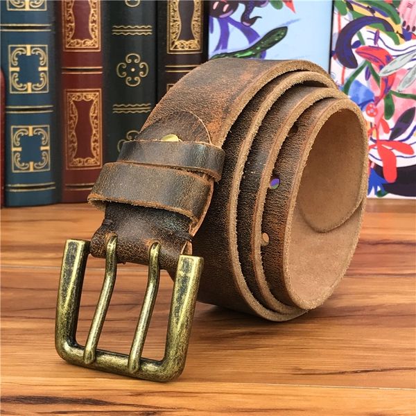 

double pin vintage belt buckle super wide 4.2cm genuine leather men belt luxury ceinture homme jeans cinturon mujer mbt0018 y200520, Black;brown